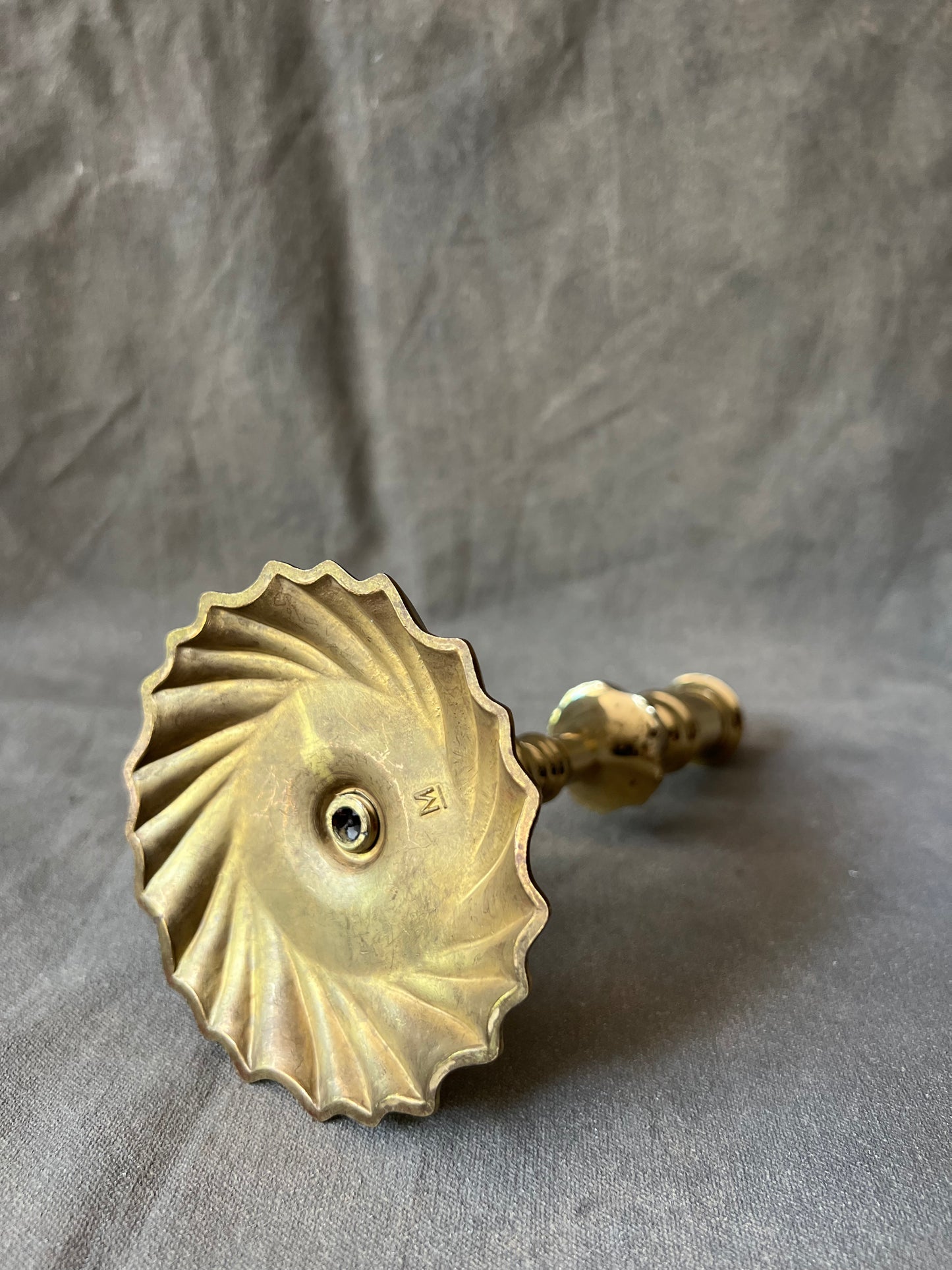 Single Vintage Brass Taper Spiral Bottom Candle Holder