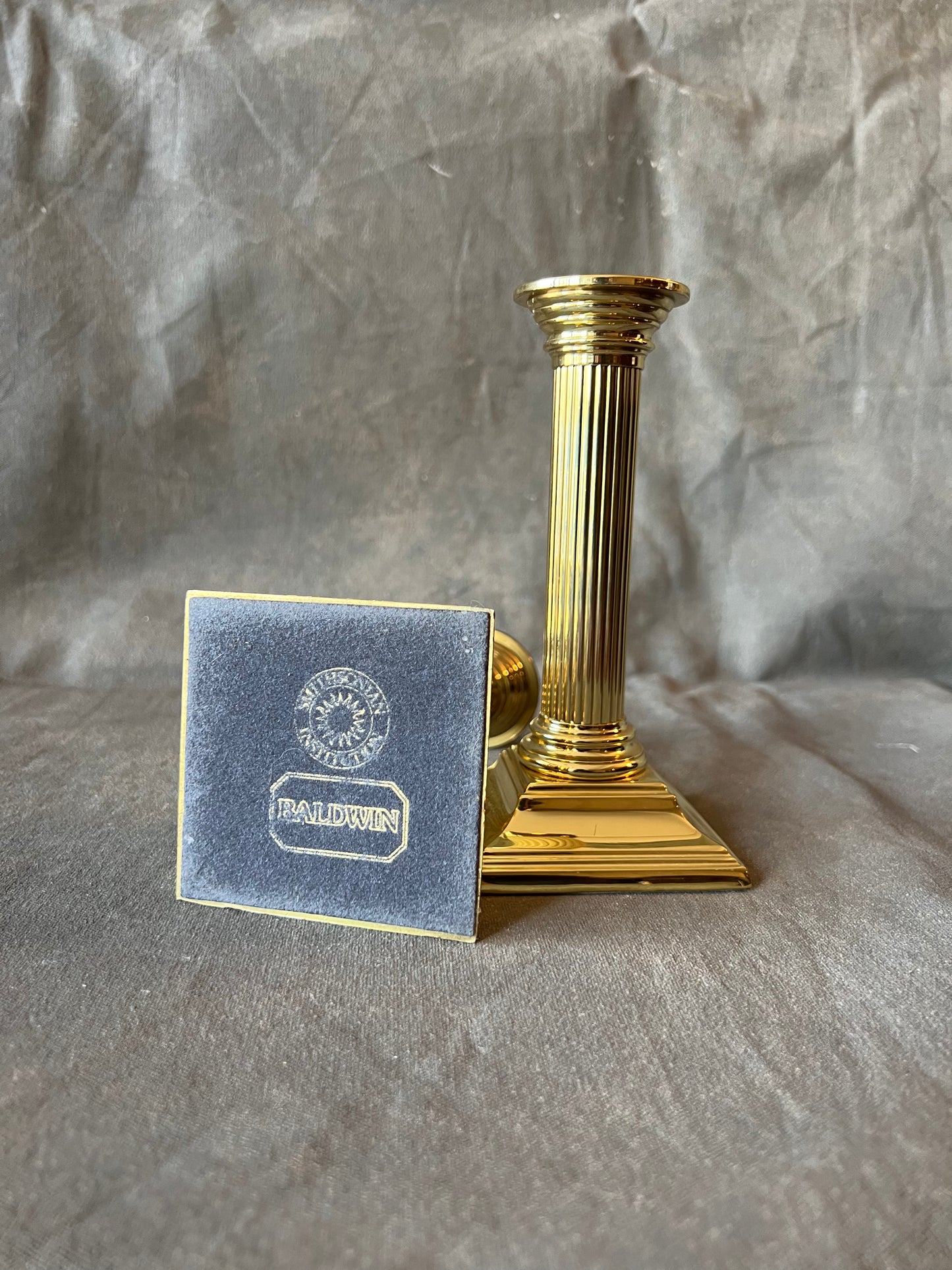 Pair of Vintage Baldwin Brass Smithsonian Institution Column Candle Holder
