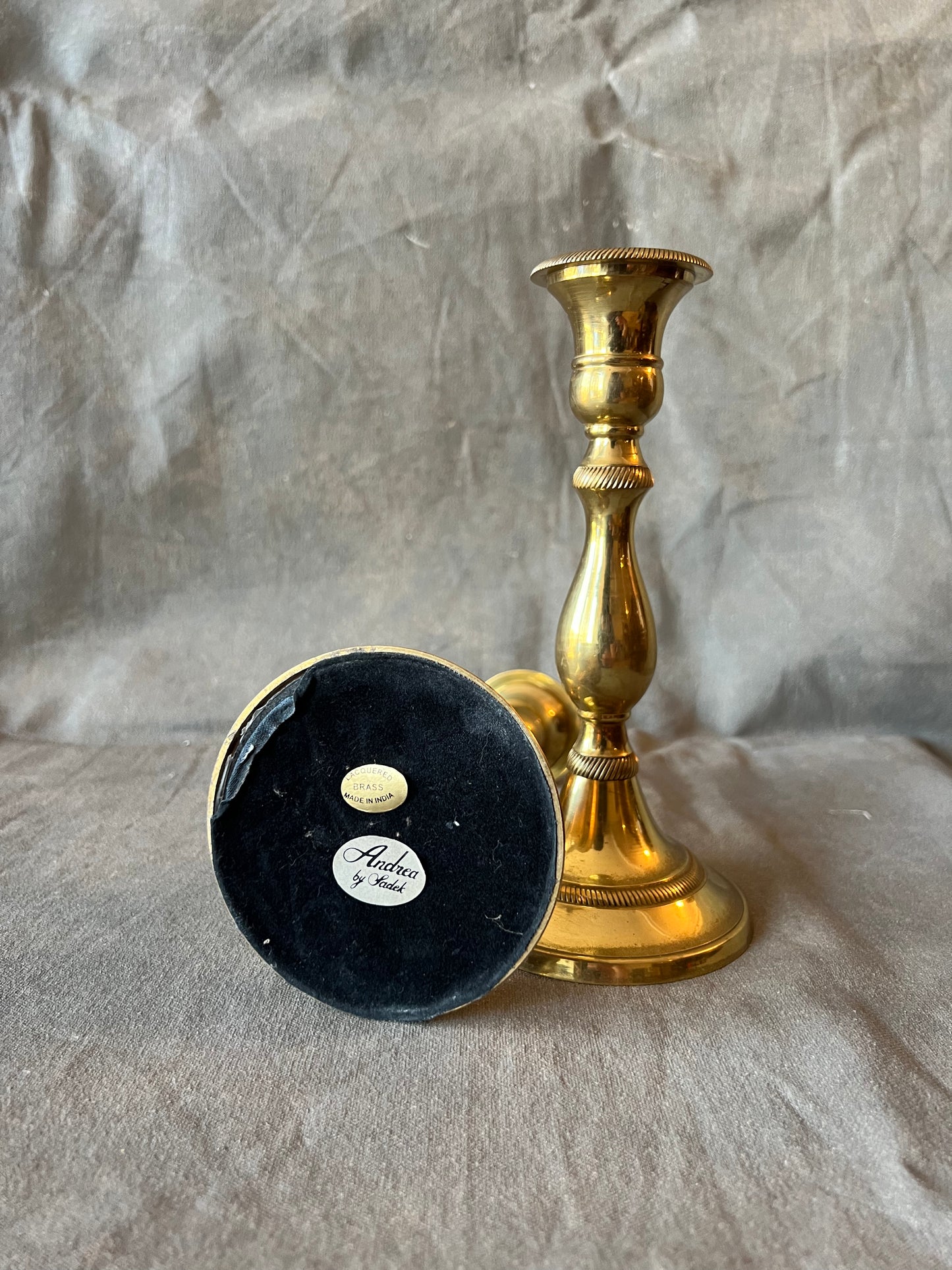 Pair of Vintage Brass Andrea By Sadek Candle Holders