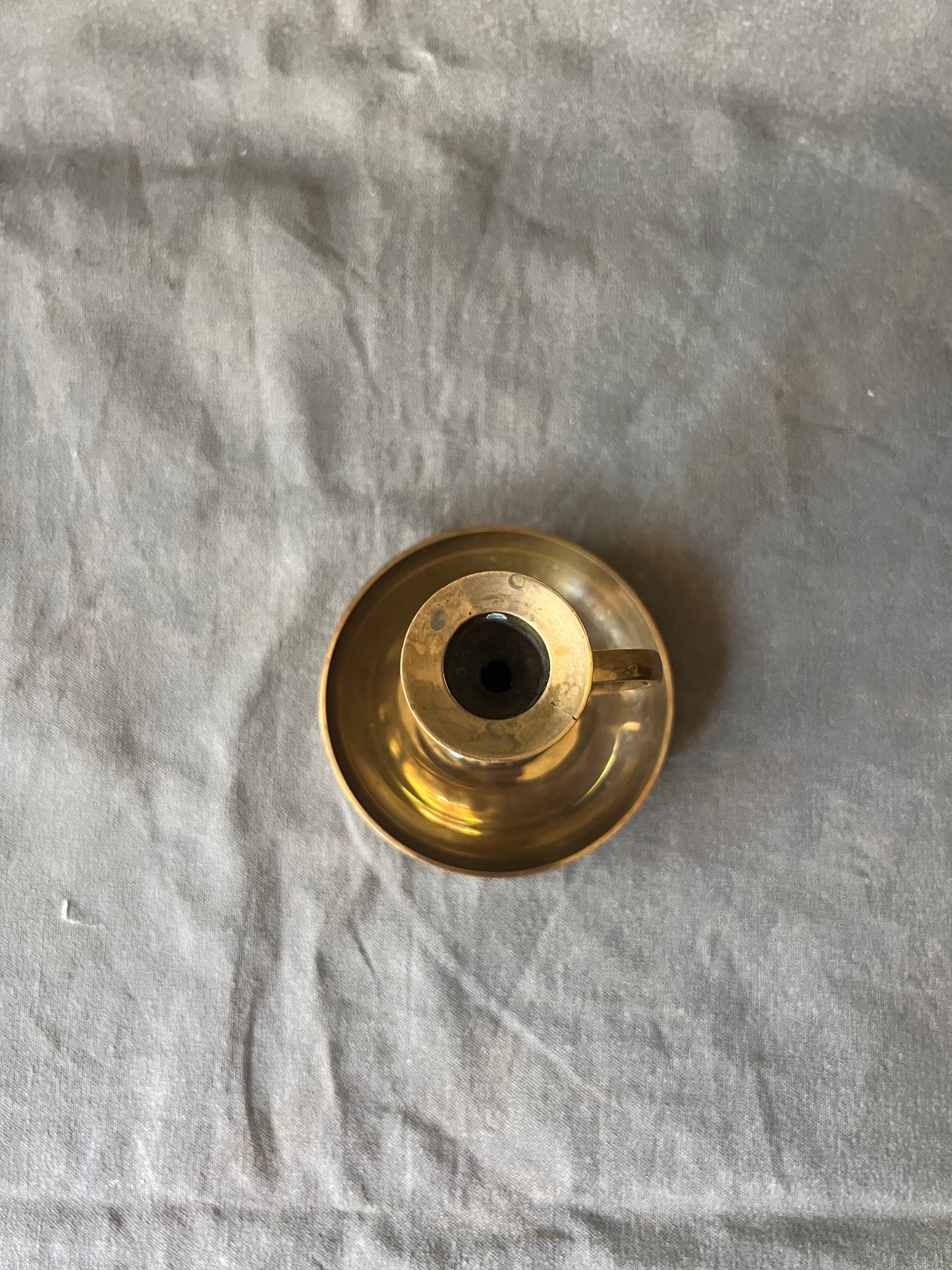 Vintage Brass Chamberstick Candle Holder With Finger Loop