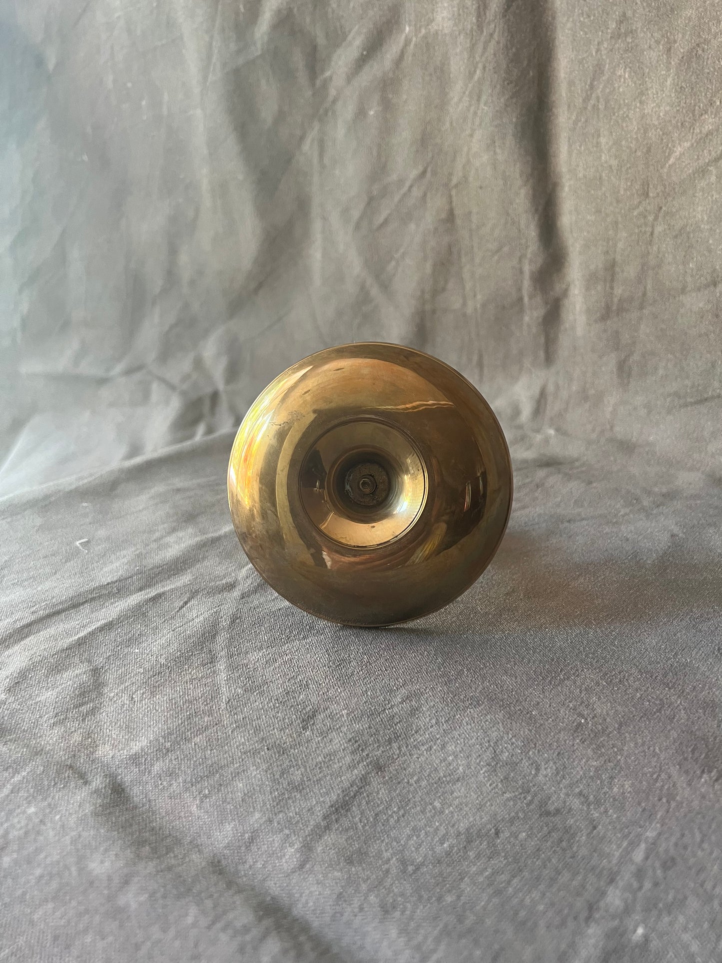 Vintage Brass Chamberstick Candle Holder With Finger Loop
