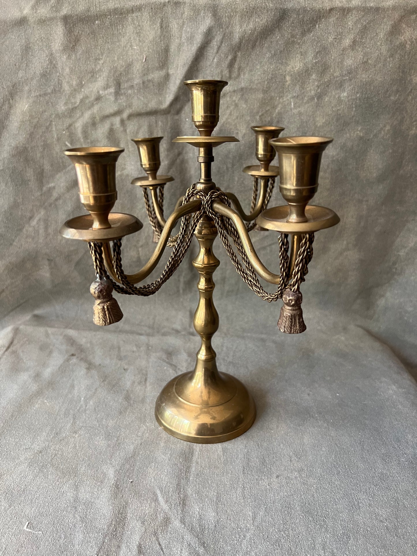 Vintage Solid Brass 5 Candle Ornate Candelabra