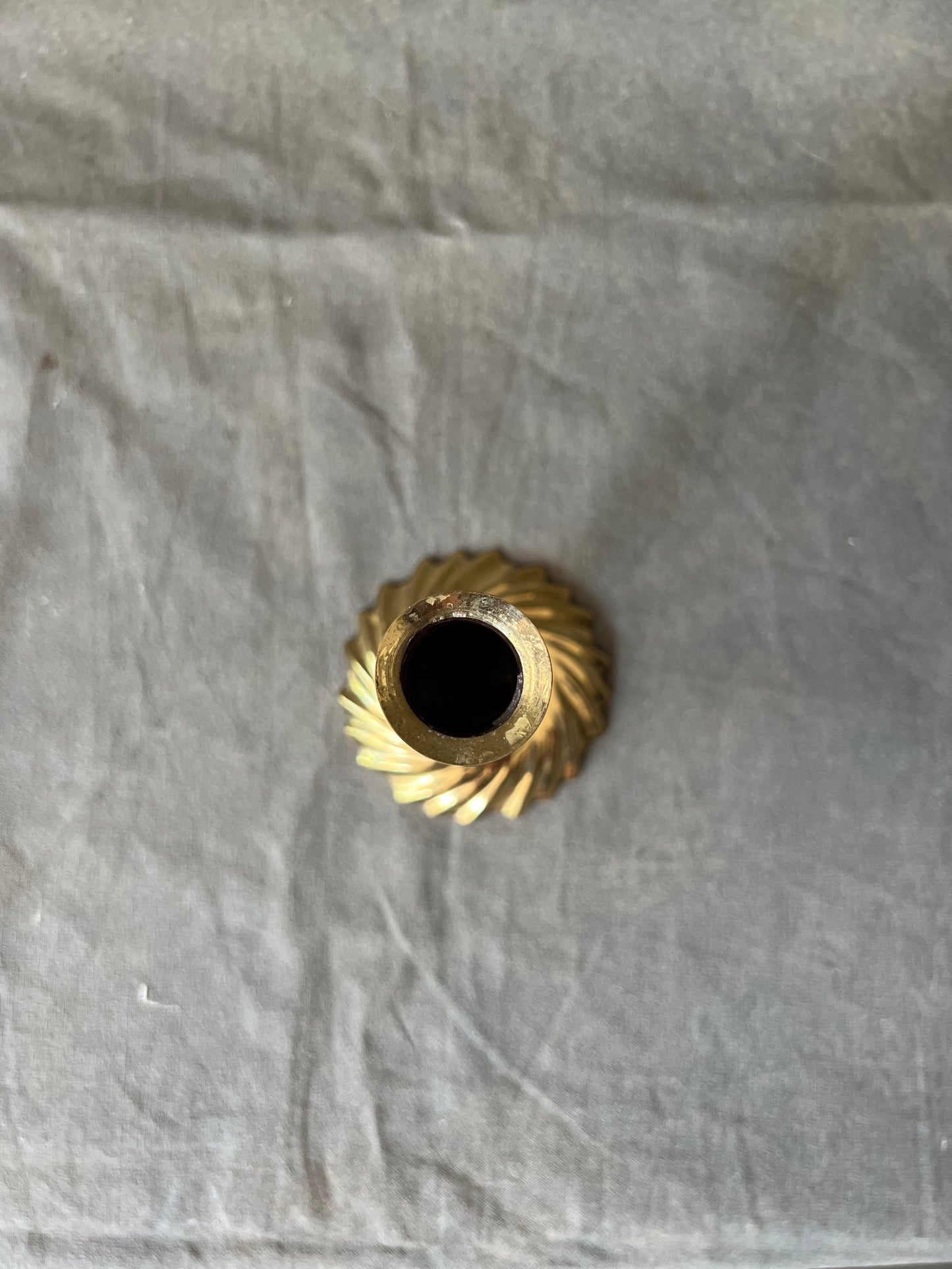 Single Vintage Brass Taper Spiral Bottom Candle Holder