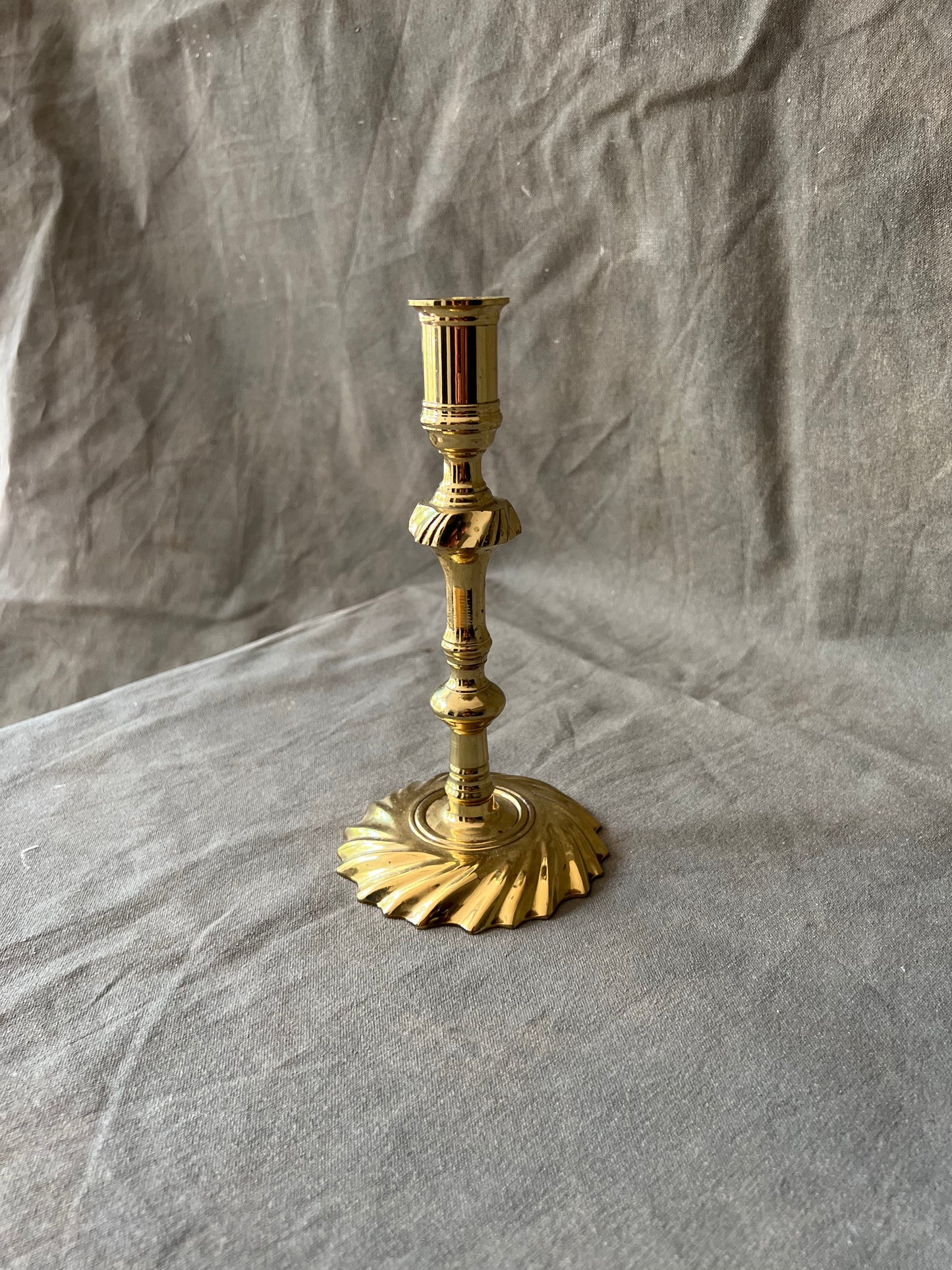 Single Vintage Brass Taper Spiral Bottom Candle Holder