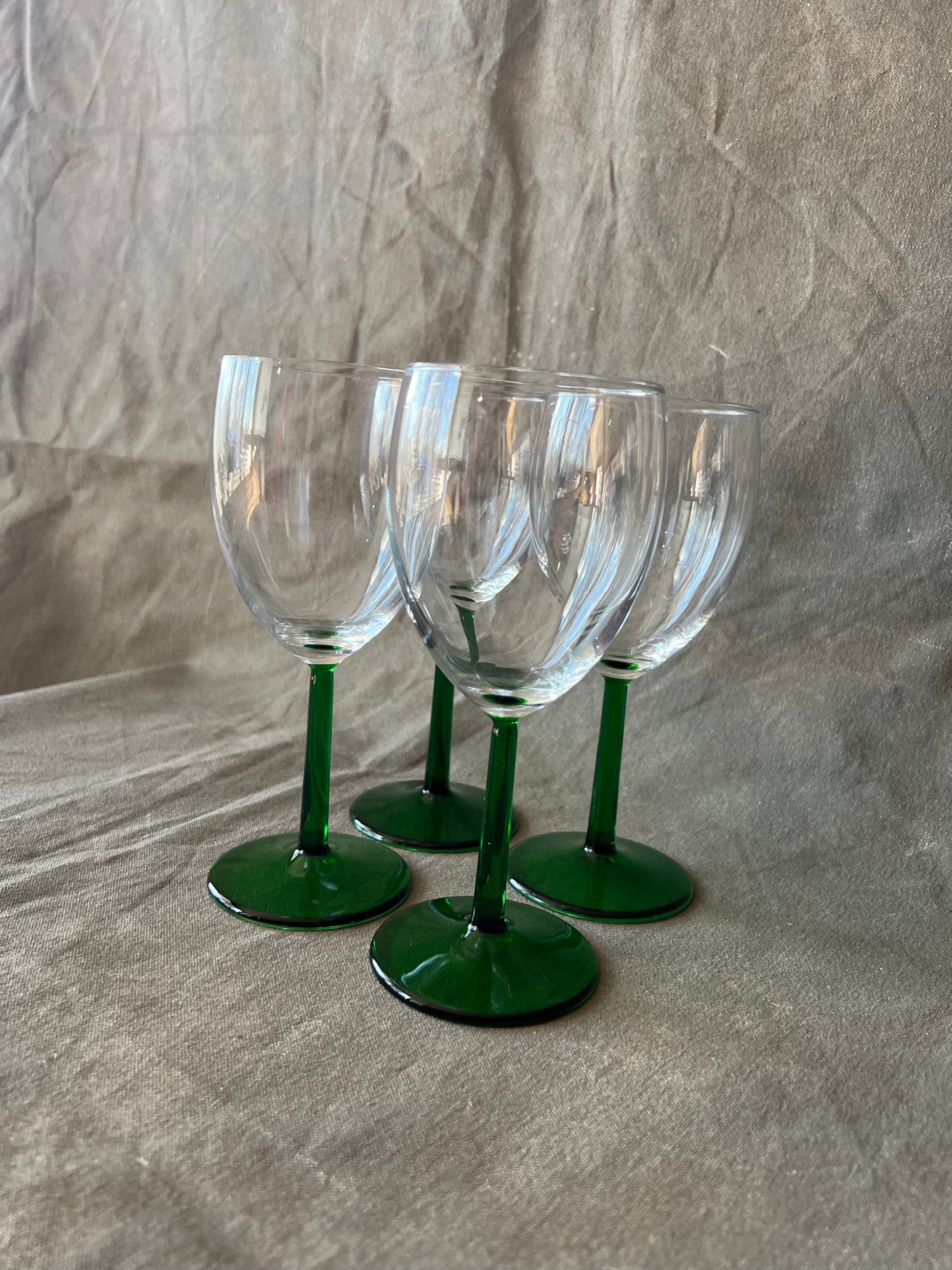 french aqua stemmed water glasses (4)